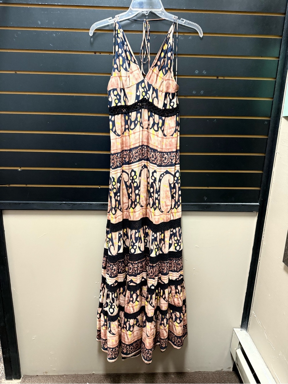 Free People Elektra Maxi Dress XL Boho Crochet Tribal Print